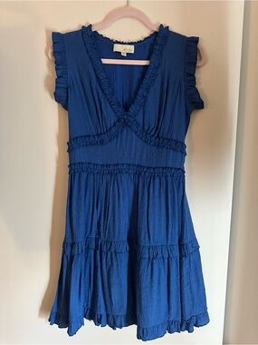 Pinch Royal Blue Ruffled V-Neck Tunic Dress